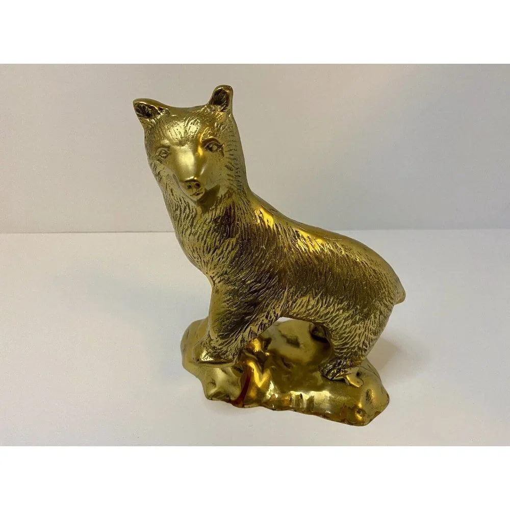Vintage Brass Bear on‎ Rock Mountain Large 9” Made in Korea See All Pics As Is